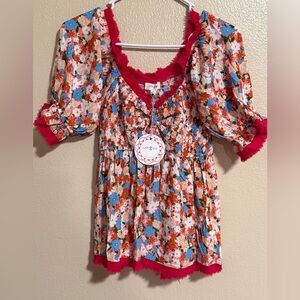 NWT! Umgee woman Floral blouse  - Pink, Blue, and White